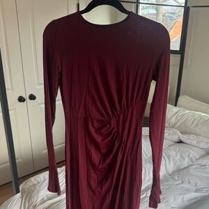 Chic Long Sleeve Burgundy Dress